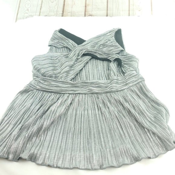 Lane Bryant Womens Gray Sleeveless V Neck Criss Cross Blouse Top Size 14/16 - Picture 1 of 13